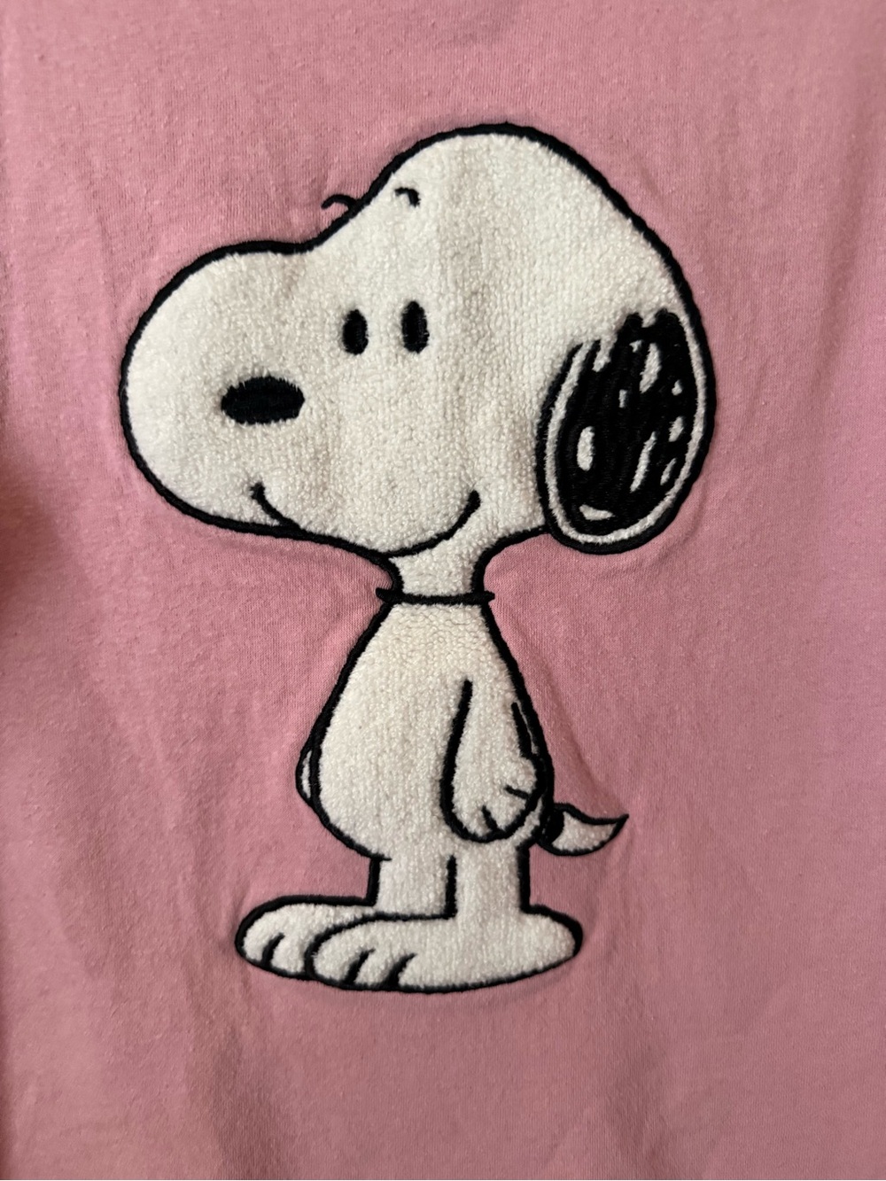 Peanuts Snoopy Pink Crewneck Pullover Sweatshirt with Chenille Patch X-Large - Picture 3 of 16